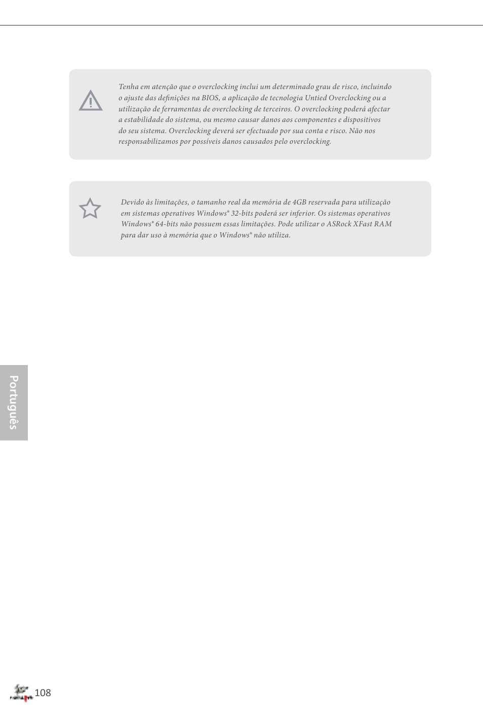 Por tuguês | ASRock Fatal1ty Z87 Professional User Manual | Page 112 / 206