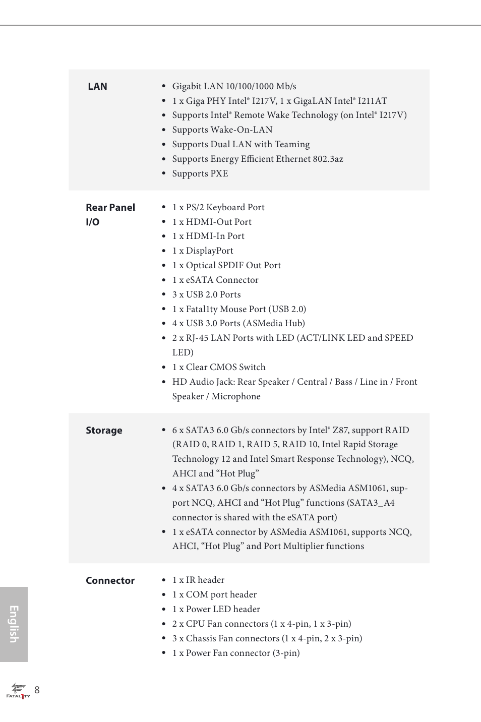 English | ASRock Fatal1ty Z87 Professional User Manual | Page 12 / 206