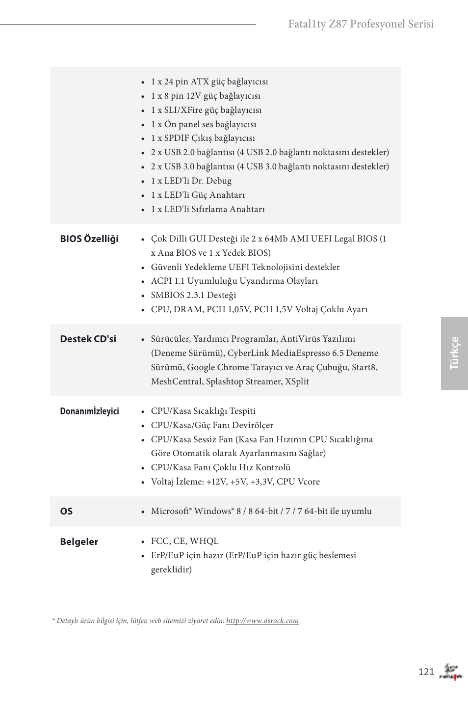 Türk çe fatal1ty z87 profesyonel serisi | ASRock Fatal1ty Z87 Professional User Manual | Page 125 / 206