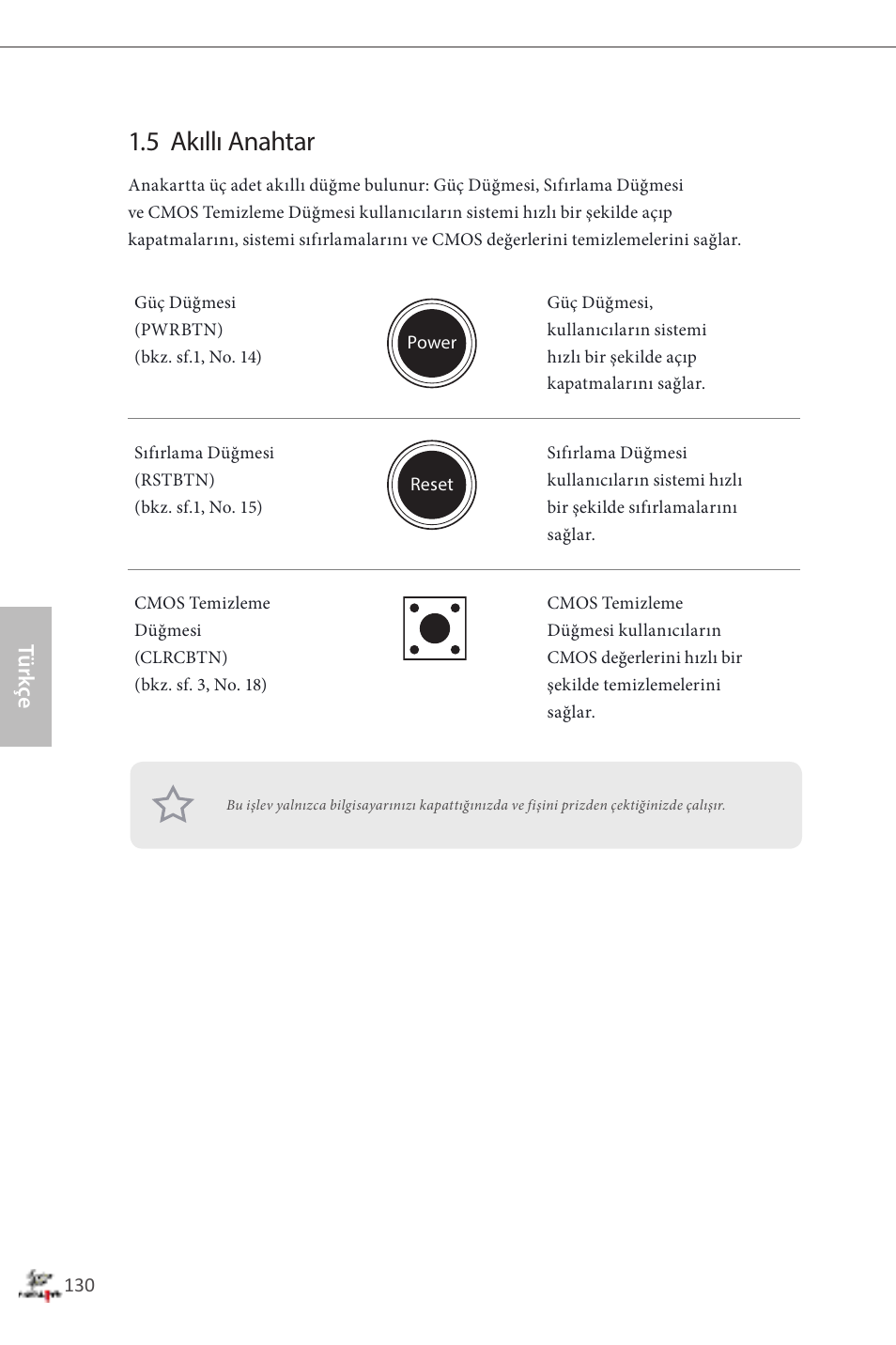 5 akıllı anahtar, Türk çe | ASRock Fatal1ty Z87 Professional User Manual | Page 134 / 206