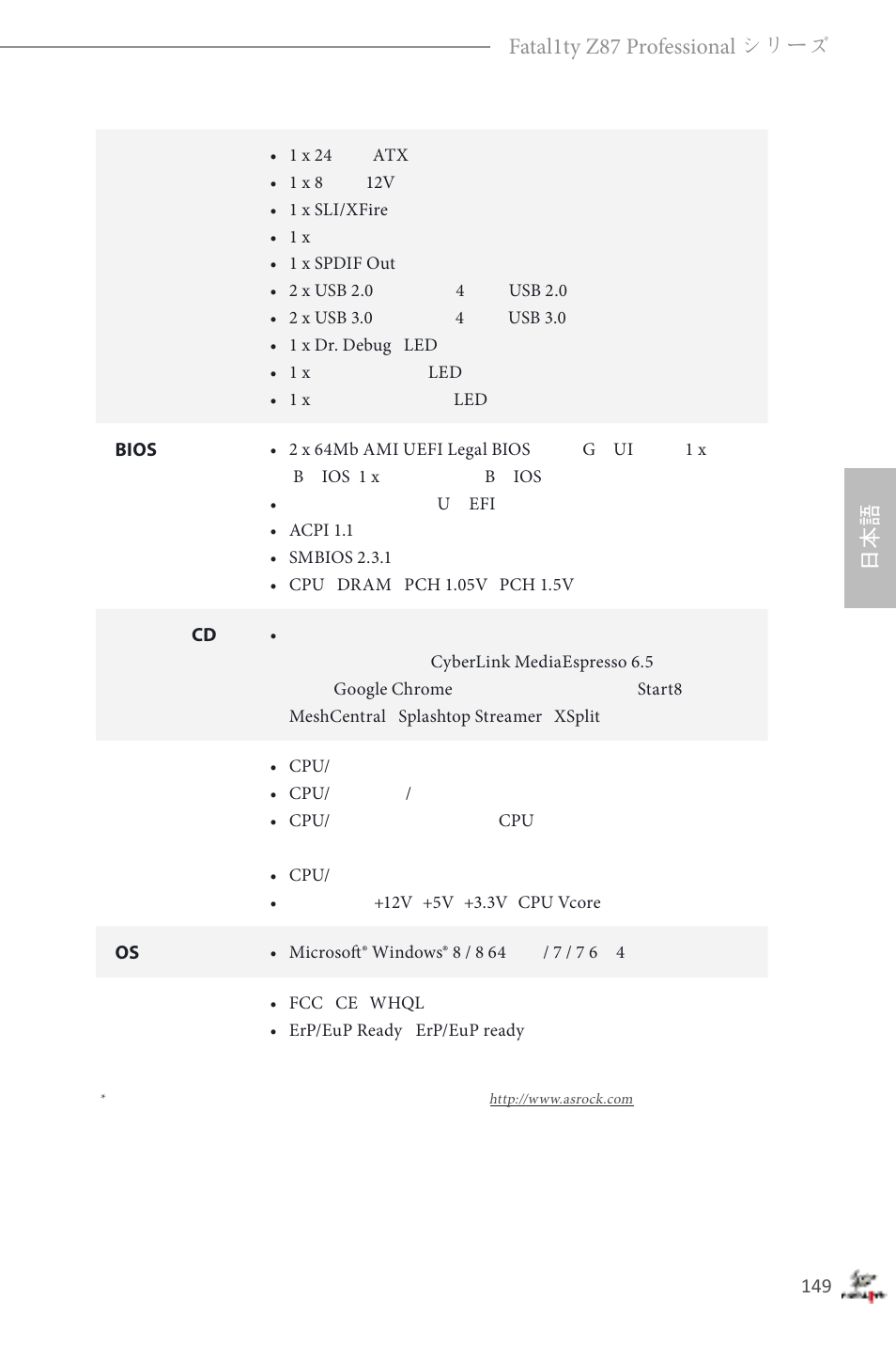 日本語 fatal1ty z87 professional シリーズ | ASRock Fatal1ty Z87 Professional User Manual | Page 153 / 206