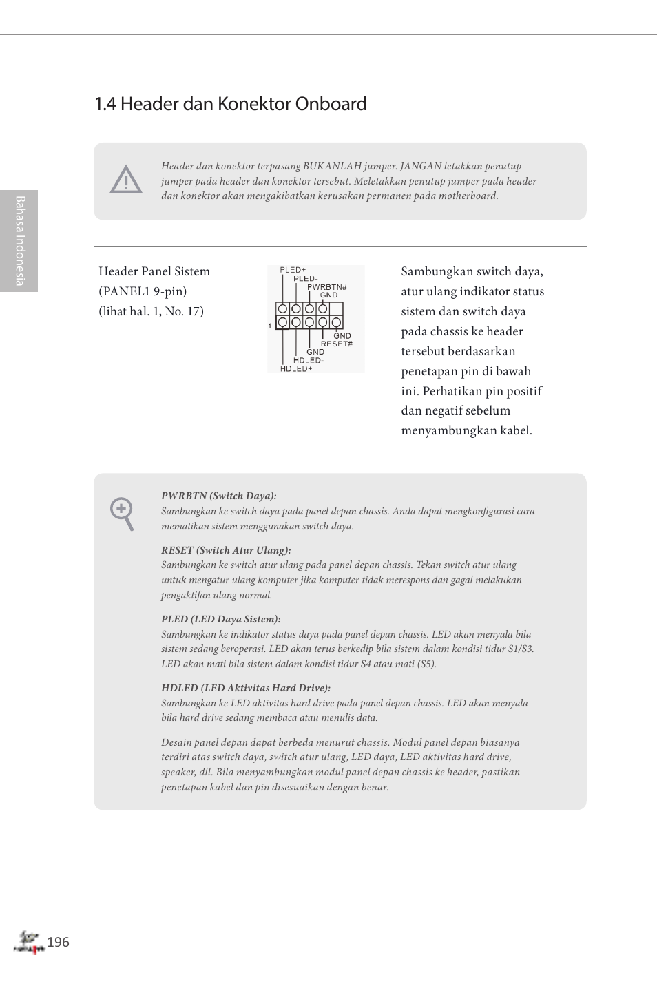 4 header dan konektor onboard | ASRock Fatal1ty Z87 Professional User Manual | Page 200 / 206