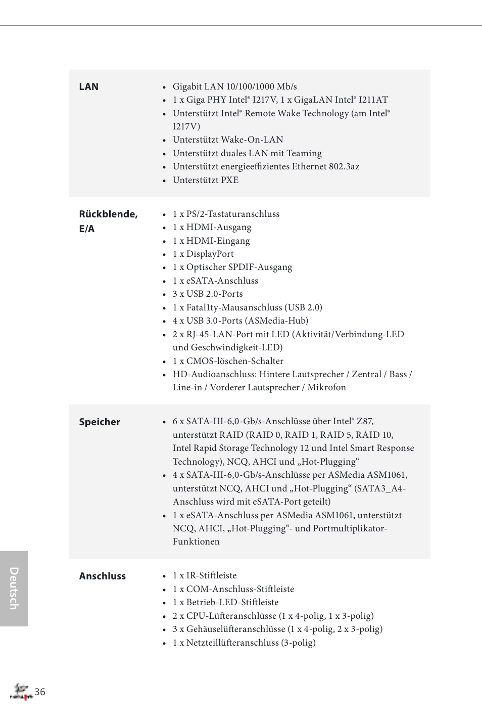 Deutsch | ASRock Fatal1ty Z87 Professional User Manual | Page 40 / 206