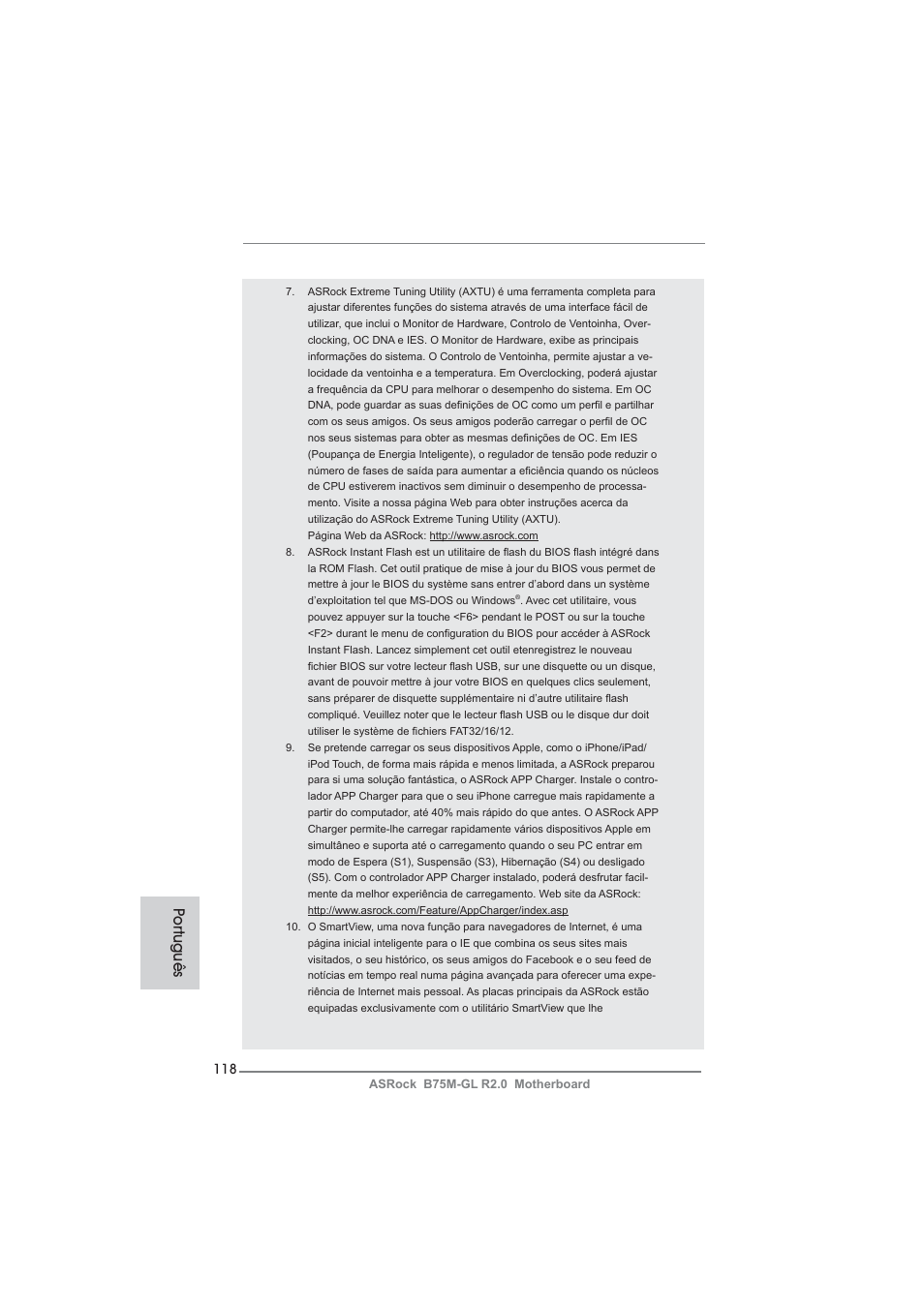 Po rtuguês | ASRock B75M-GL R2.0 User Manual | Page 118 / 204