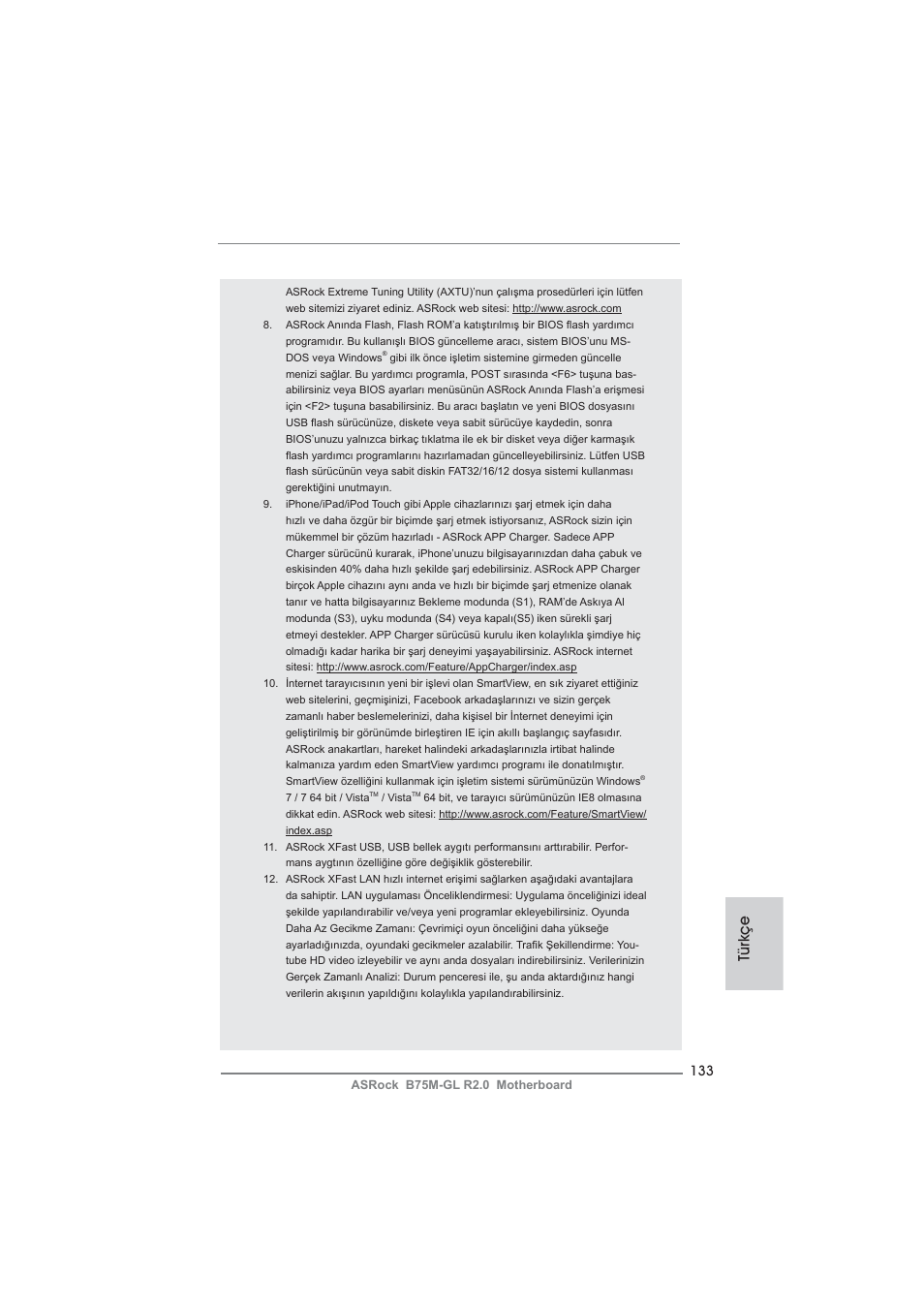 Türkçe | ASRock B75M-GL R2.0 User Manual | Page 133 / 204