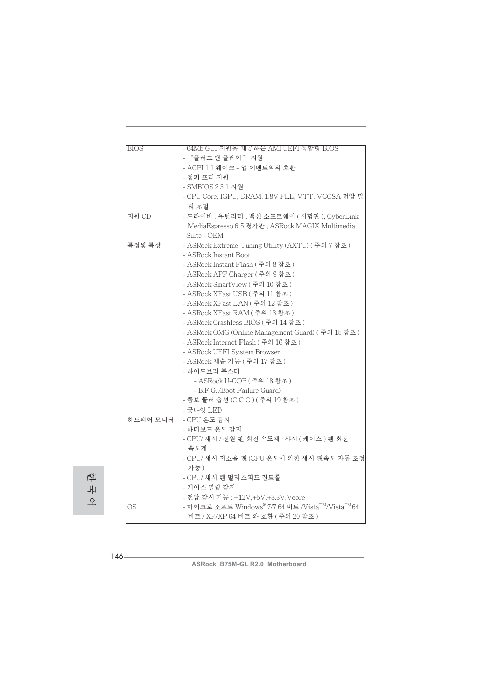 한 국 어 | ASRock B75M-GL R2.0 User Manual | Page 146 / 204