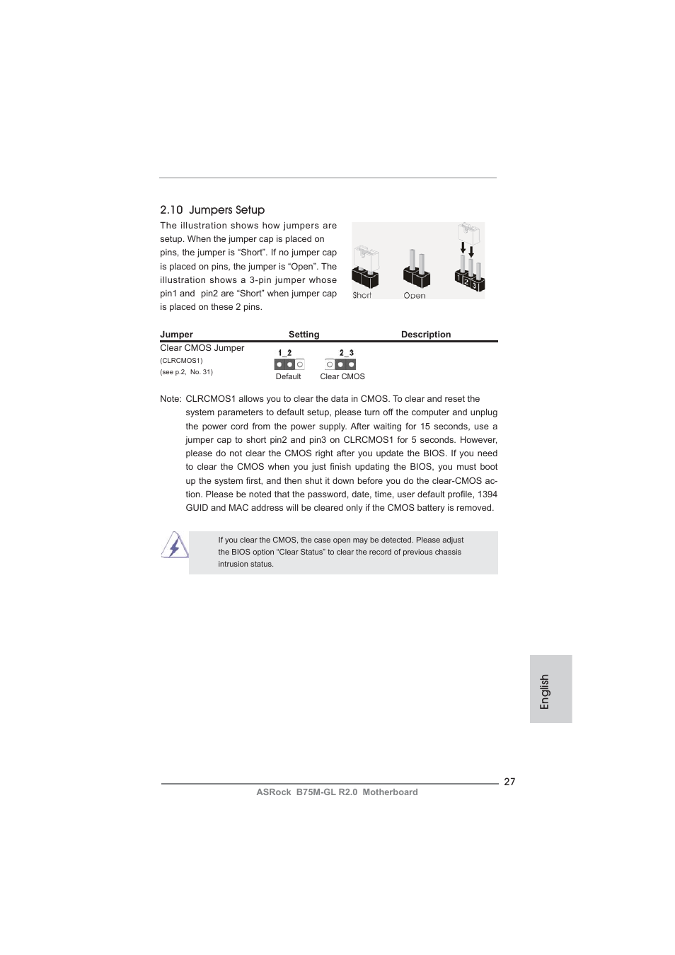 English 2.10 jumpers setup | ASRock B75M-GL R2.0 User Manual | Page 27 / 204