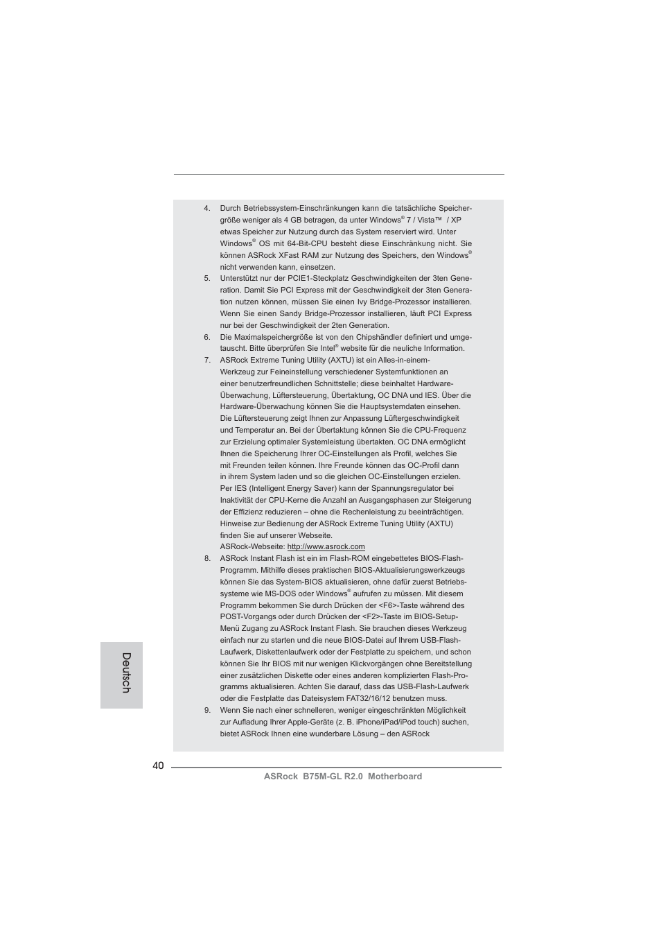 Deutsch | ASRock B75M-GL R2.0 User Manual | Page 40 / 204
