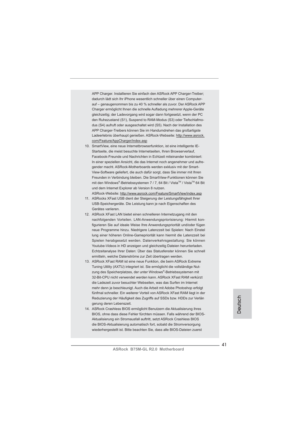 Deutsch | ASRock B75M-GL R2.0 User Manual | Page 41 / 204