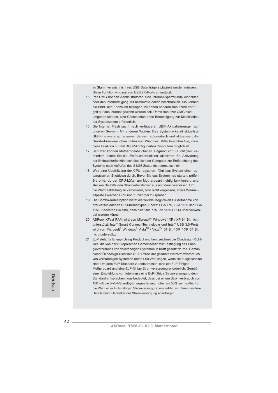 Deutsch | ASRock B75M-GL R2.0 User Manual | Page 42 / 204