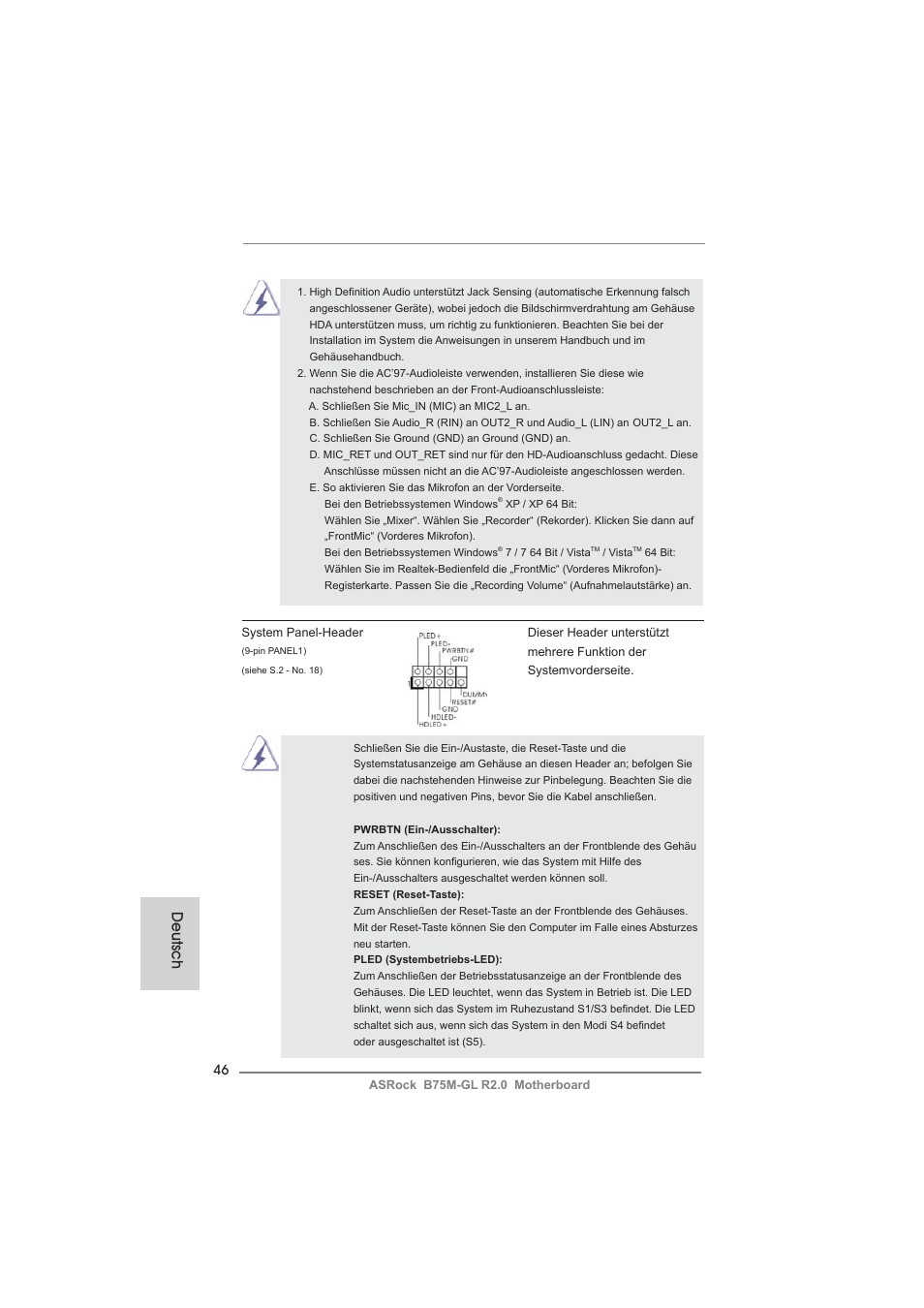 Deutsch | ASRock B75M-GL R2.0 User Manual | Page 46 / 204