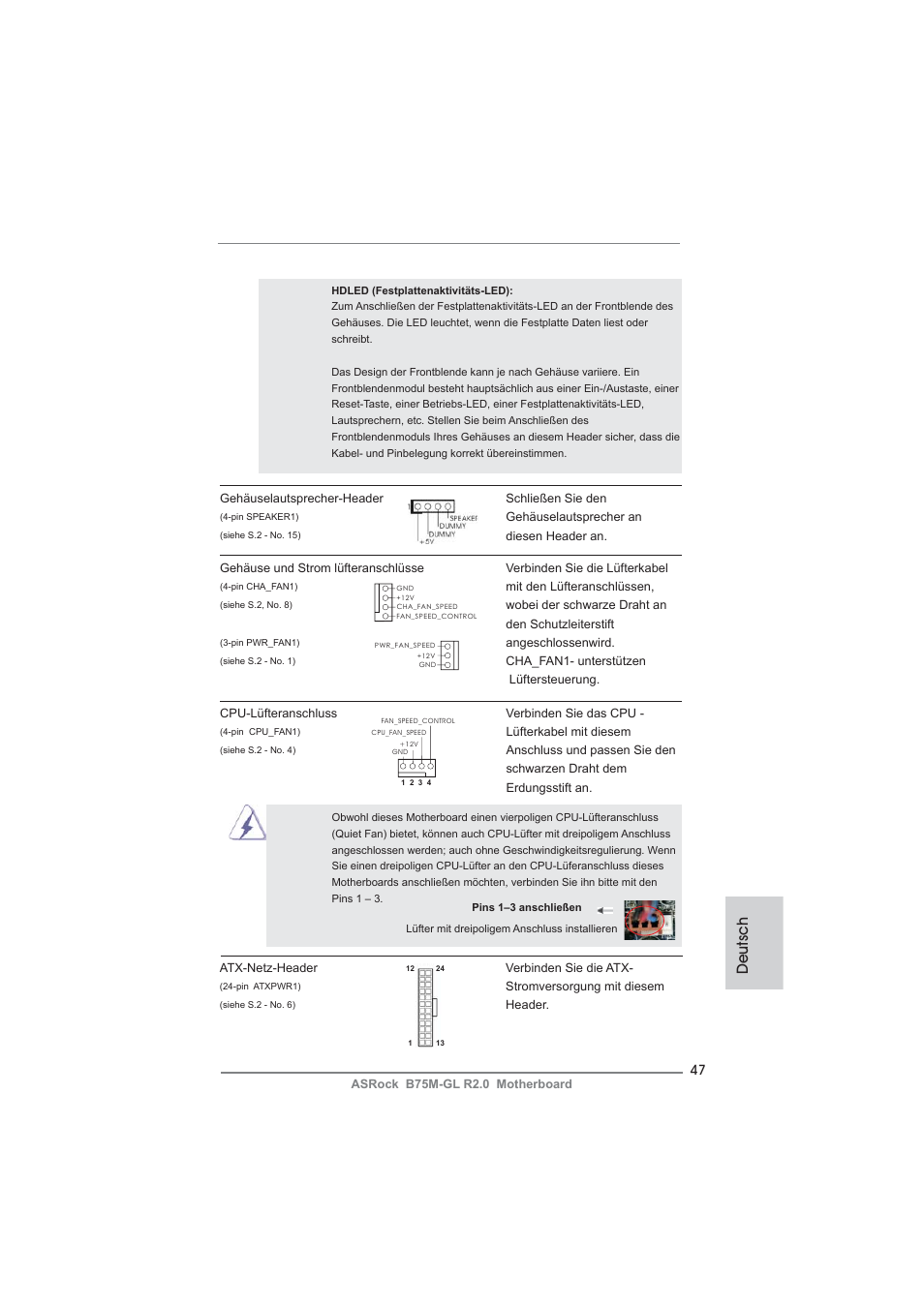 Deutsch | ASRock B75M-GL R2.0 User Manual | Page 47 / 204