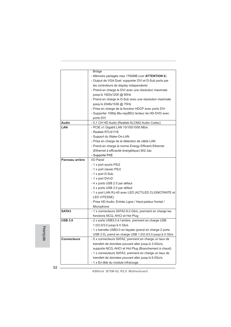 Français | ASRock B75M-GL R2.0 User Manual | Page 52 / 204