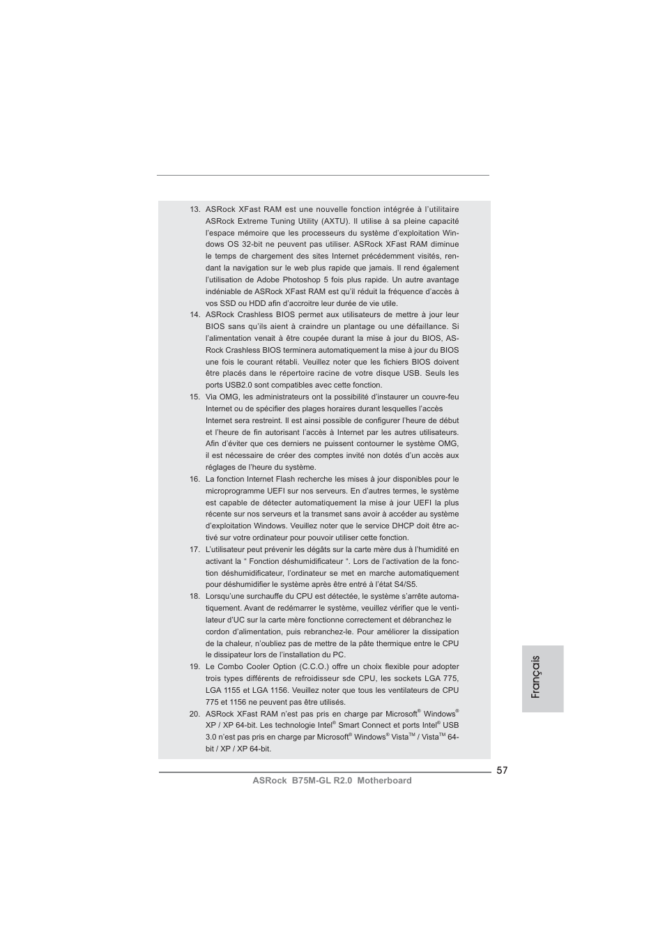 Français | ASRock B75M-GL R2.0 User Manual | Page 57 / 204