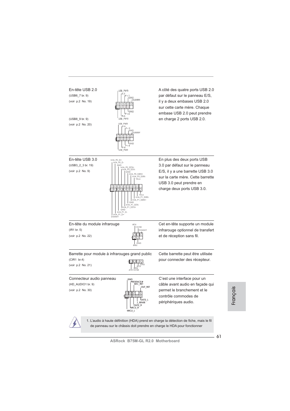 Français | ASRock B75M-GL R2.0 User Manual | Page 61 / 204