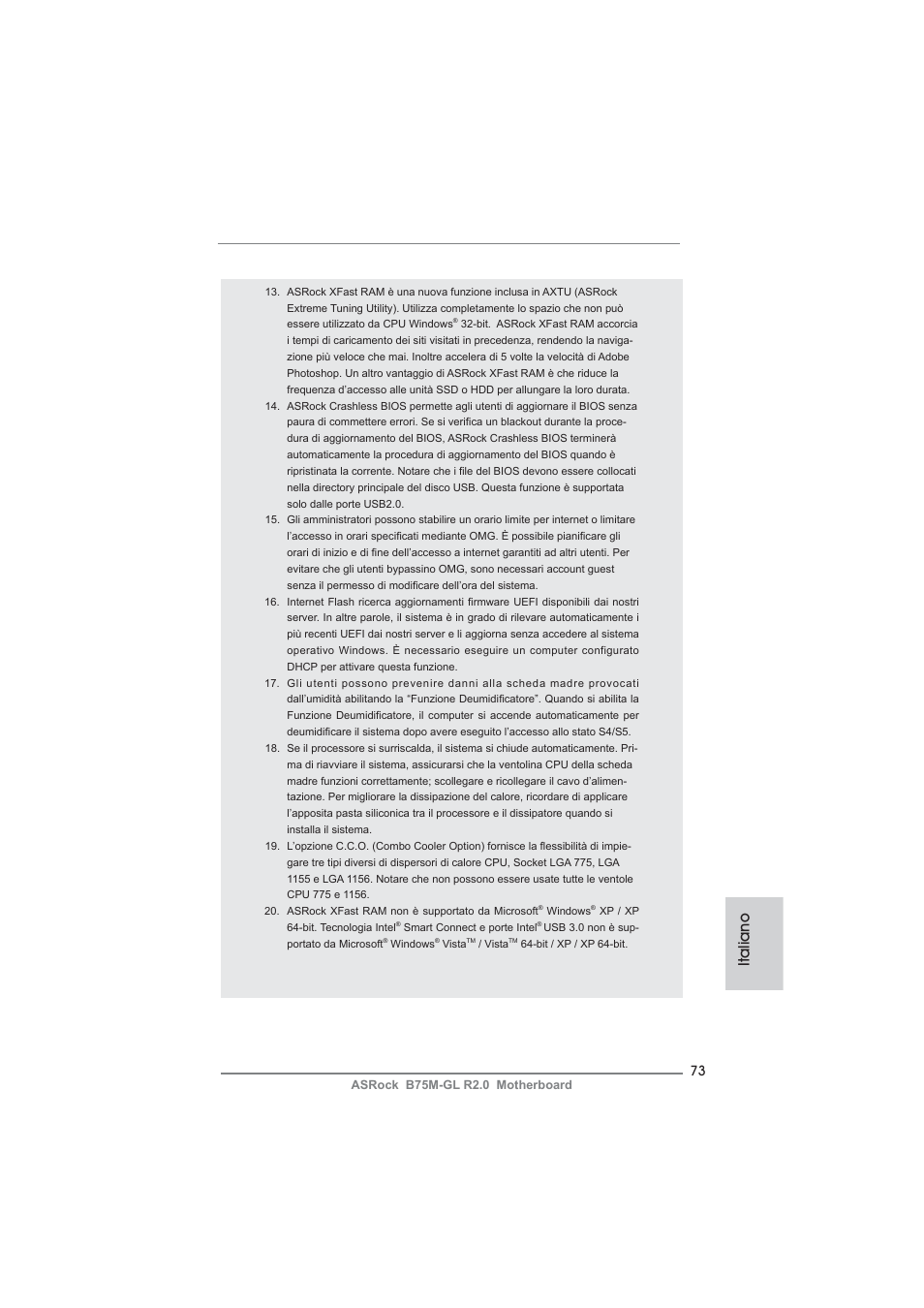 Italiano | ASRock B75M-GL R2.0 User Manual | Page 73 / 204