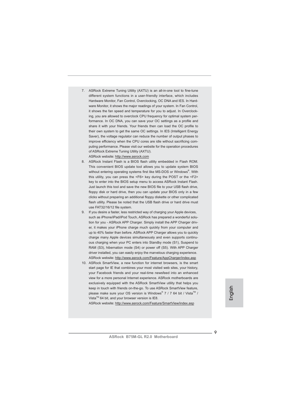 English | ASRock B75M-GL R2.0 User Manual | Page 9 / 204