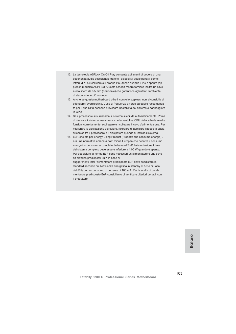 Italiano | ASRock Fatal1ty 990FX Professional User Manual | Page 103 / 287