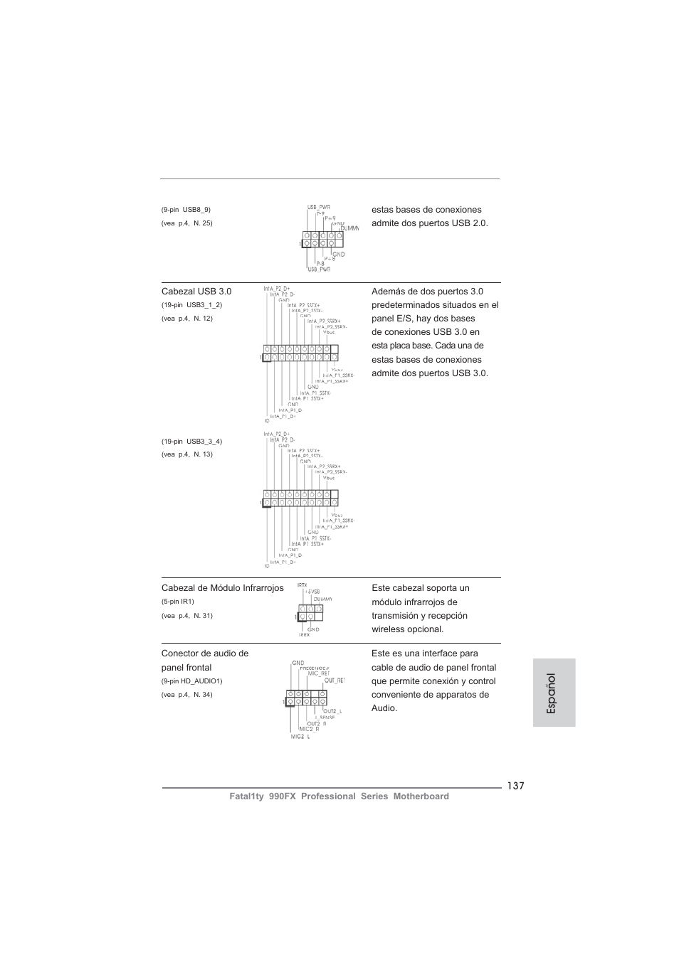Español | ASRock Fatal1ty 990FX Professional User Manual | Page 137 / 287