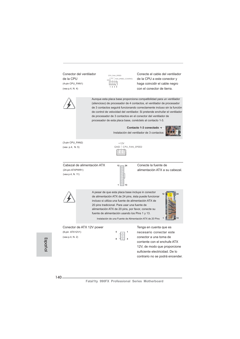 Español | ASRock Fatal1ty 990FX Professional User Manual | Page 140 / 287