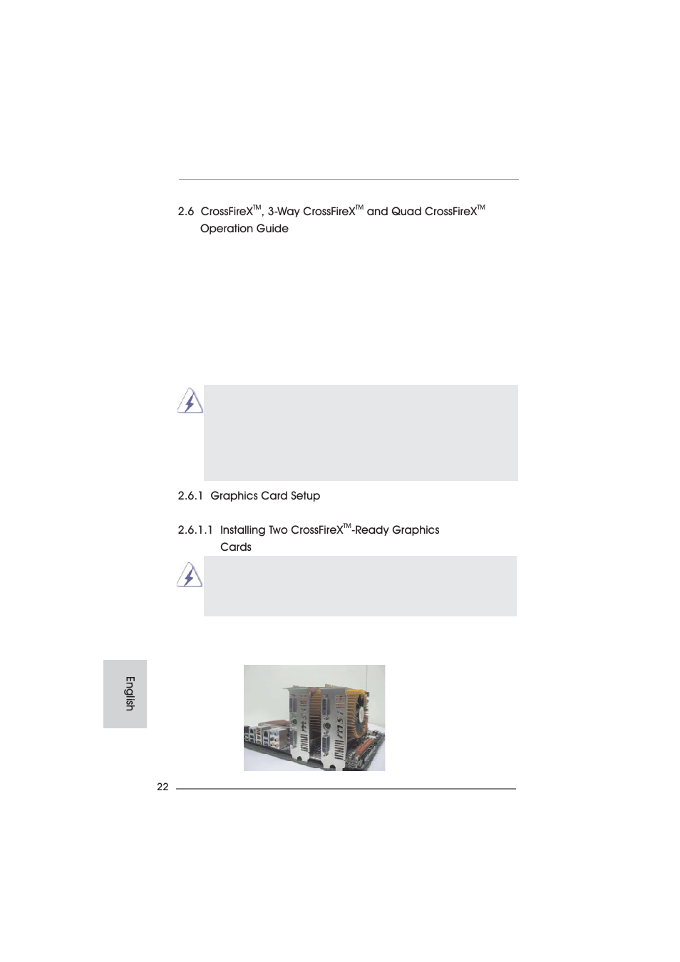 6 crossfirex, Way crossfirex, And quad crossfirex | Operation guide, Ready graphics cards, English | ASRock Fatal1ty 990FX Professional User Manual | Page 22 / 287