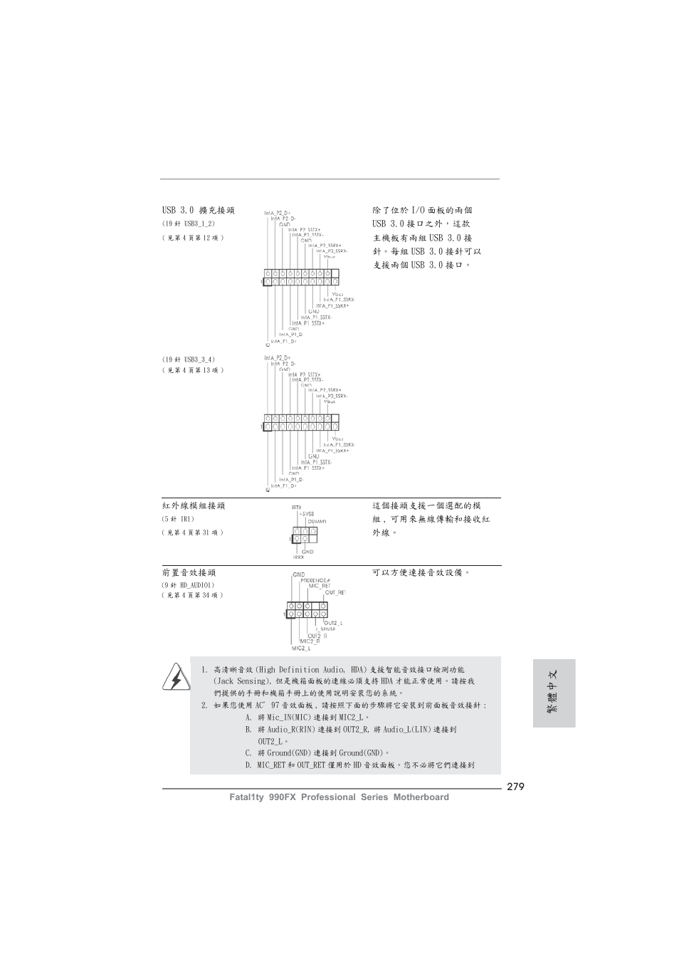 繁體中文 | ASRock Fatal1ty 990FX Professional User Manual | Page 279 / 287