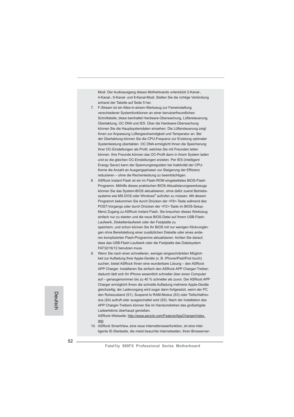 Deutsch | ASRock Fatal1ty 990FX Professional User Manual | Page 52 / 287