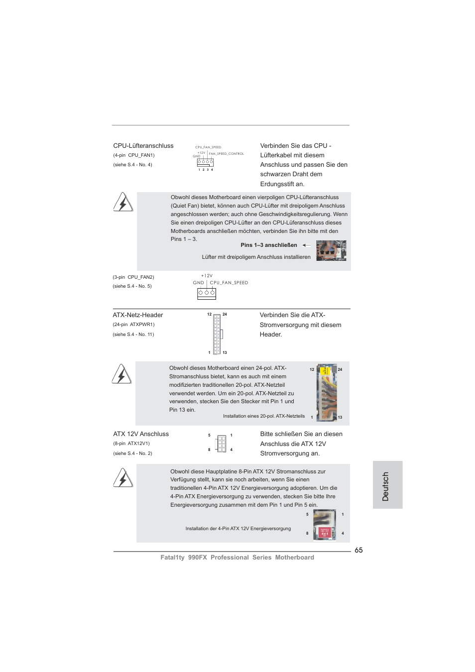 Deutsch | ASRock Fatal1ty 990FX Professional User Manual | Page 65 / 287