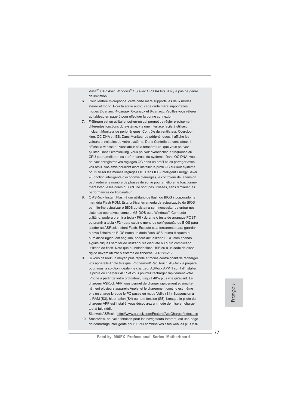 Français | ASRock Fatal1ty 990FX Professional User Manual | Page 77 / 287