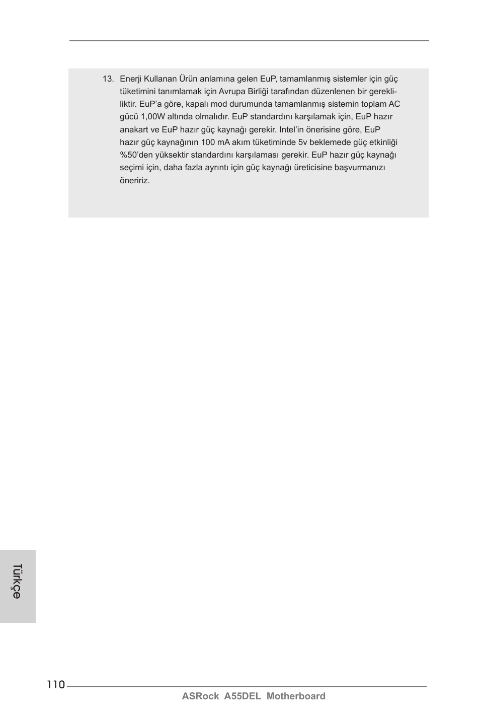 Türkçe | ASRock A55DEL User Manual | Page 110 / 181