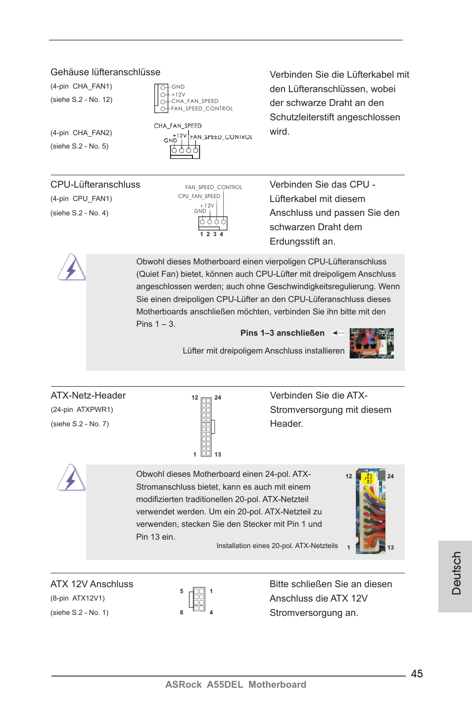 Deutsch | ASRock A55DEL User Manual | Page 45 / 181