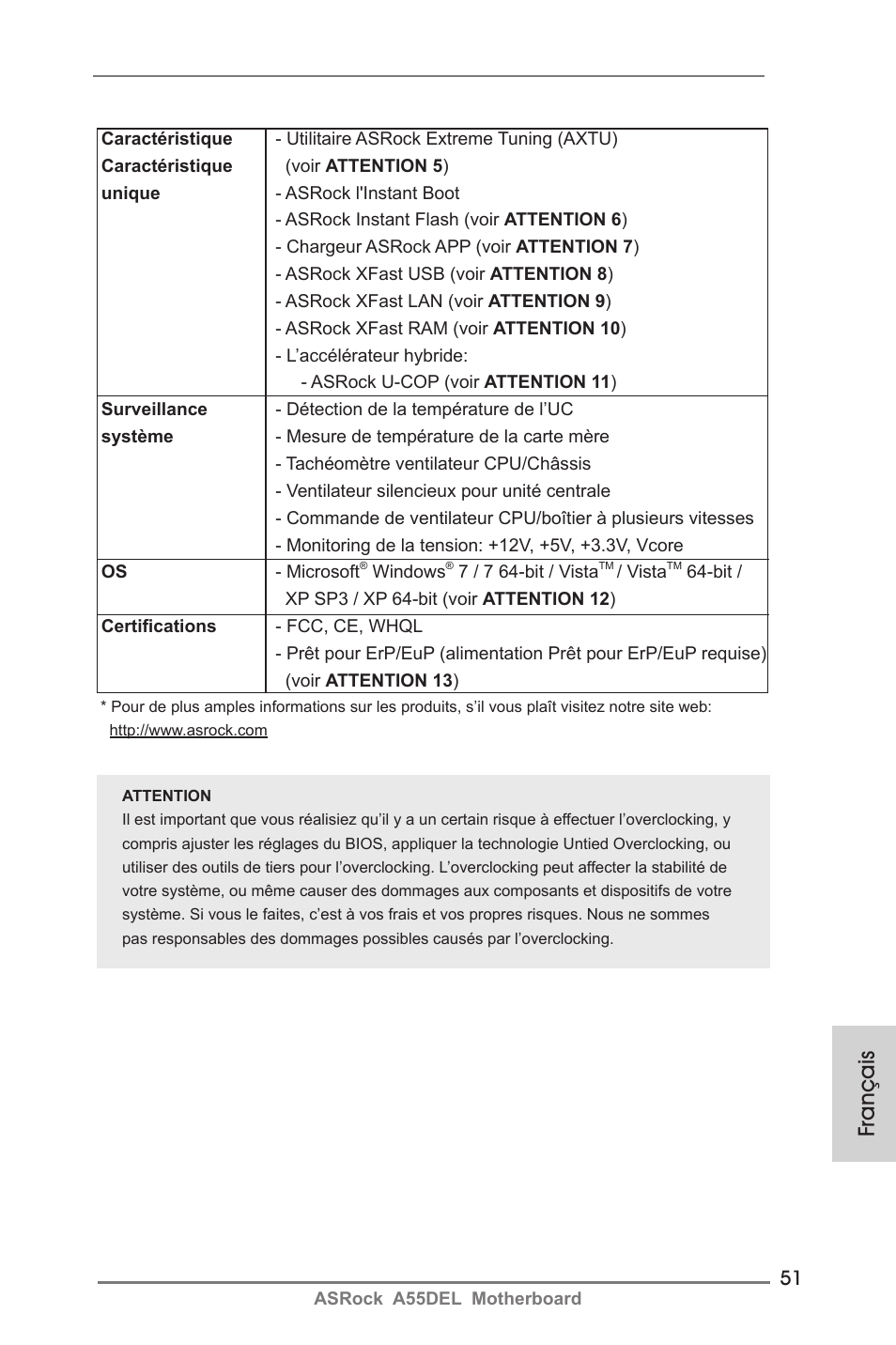 Français | ASRock A55DEL User Manual | Page 51 / 181