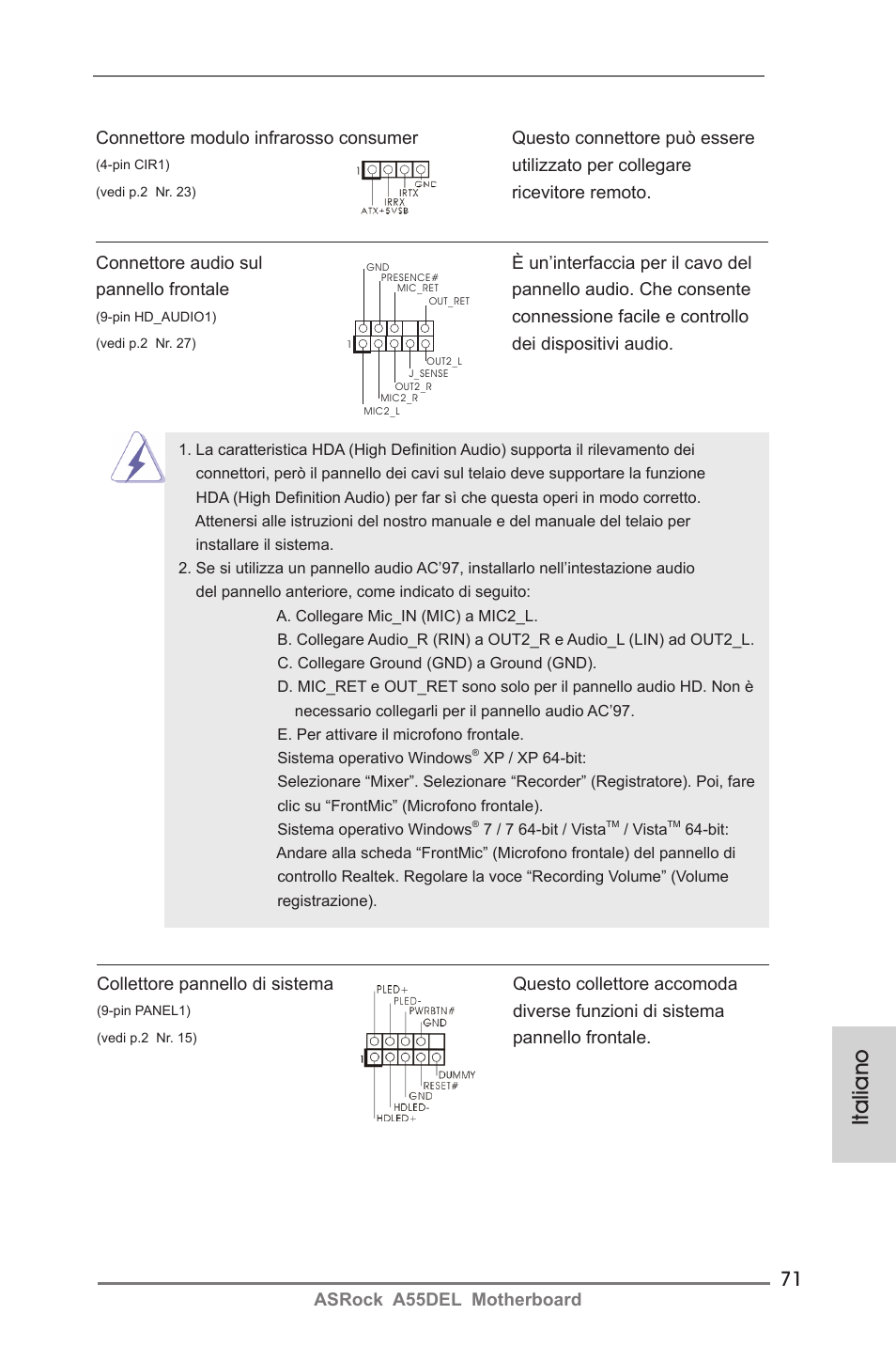 Italiano | ASRock A55DEL User Manual | Page 71 / 181