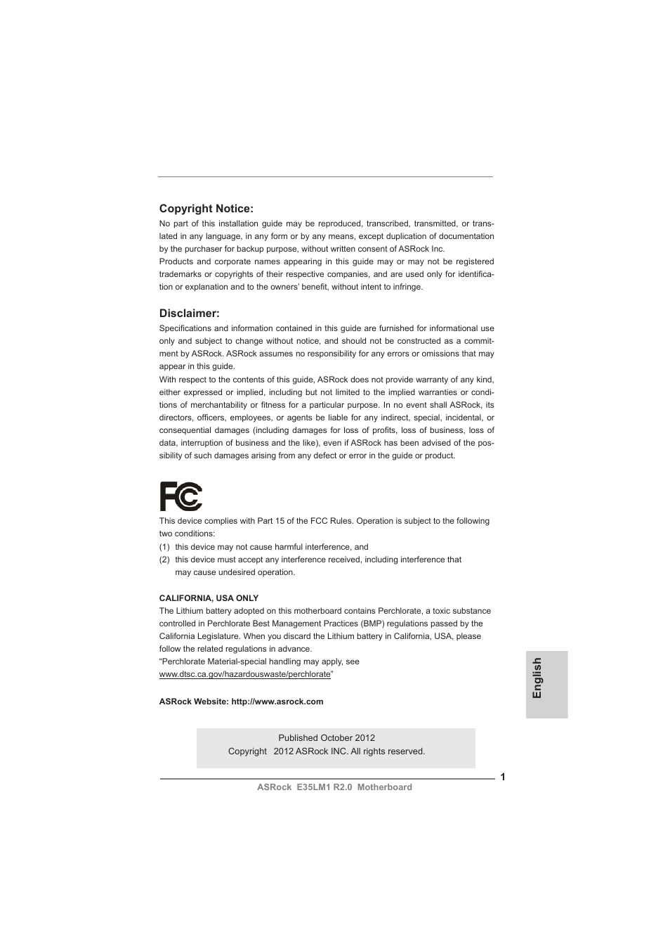 ASRock E35LM1 R2.0 User Manual | 95 pages