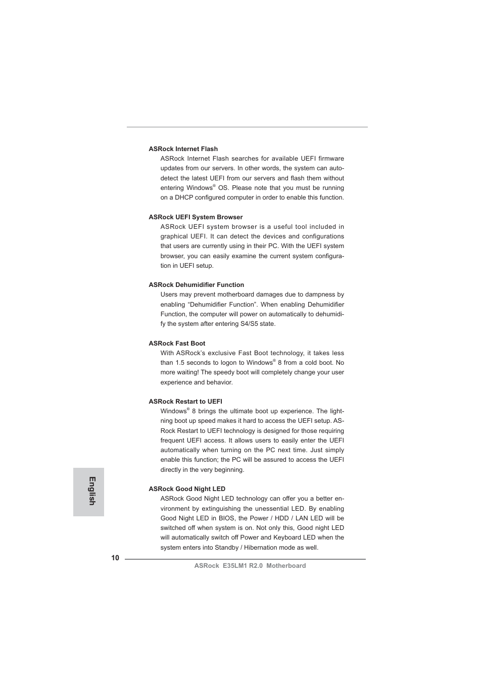 English | ASRock E35LM1 R2.0 User Manual | Page 10 / 95