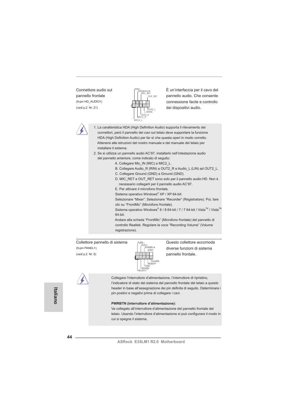 Italiano | ASRock E35LM1 R2.0 User Manual | Page 44 / 95