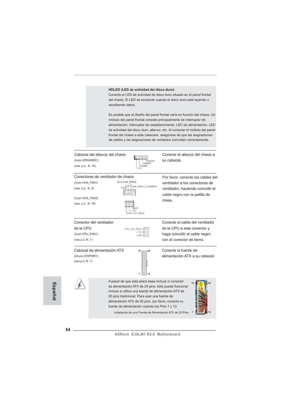 Español | ASRock E35LM1 R2.0 User Manual | Page 54 / 95