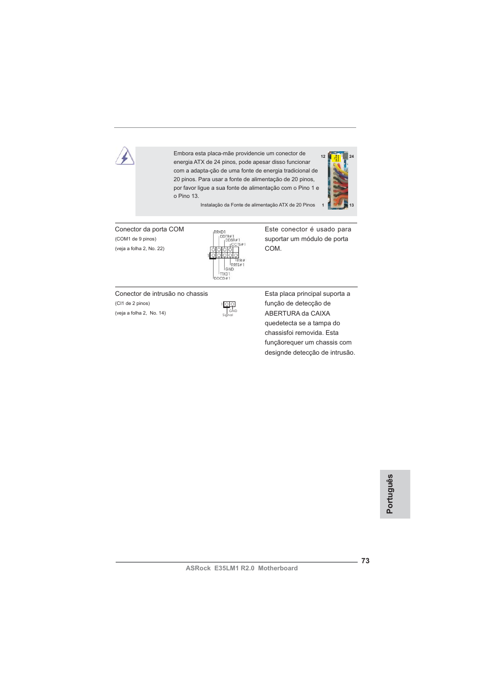 Português | ASRock E35LM1 R2.0 User Manual | Page 73 / 95