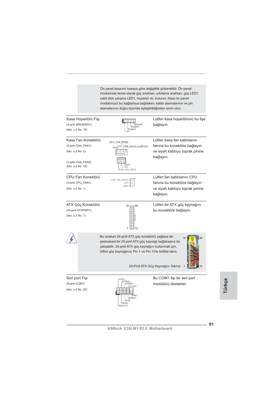 Türkçe | ASRock E35LM1 R2.0 User Manual | Page 81 / 95