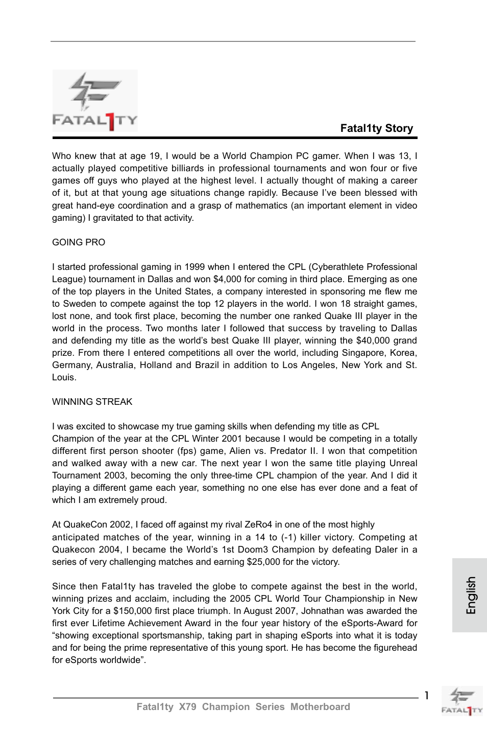 ASRock Fatal1ty X79 Champion User Manual | 265 pages