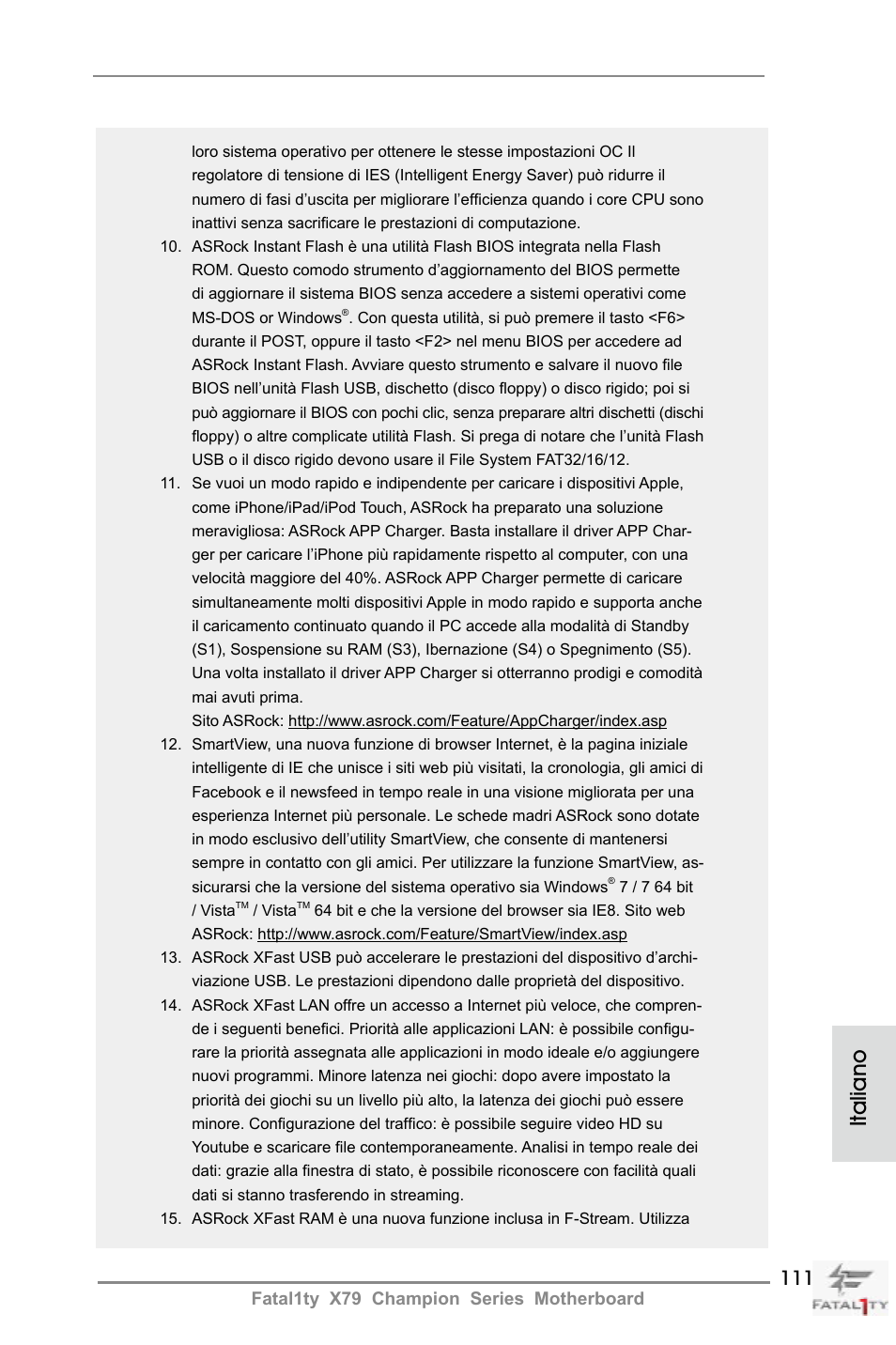 Italiano | ASRock Fatal1ty X79 Champion User Manual | Page 111 / 265
