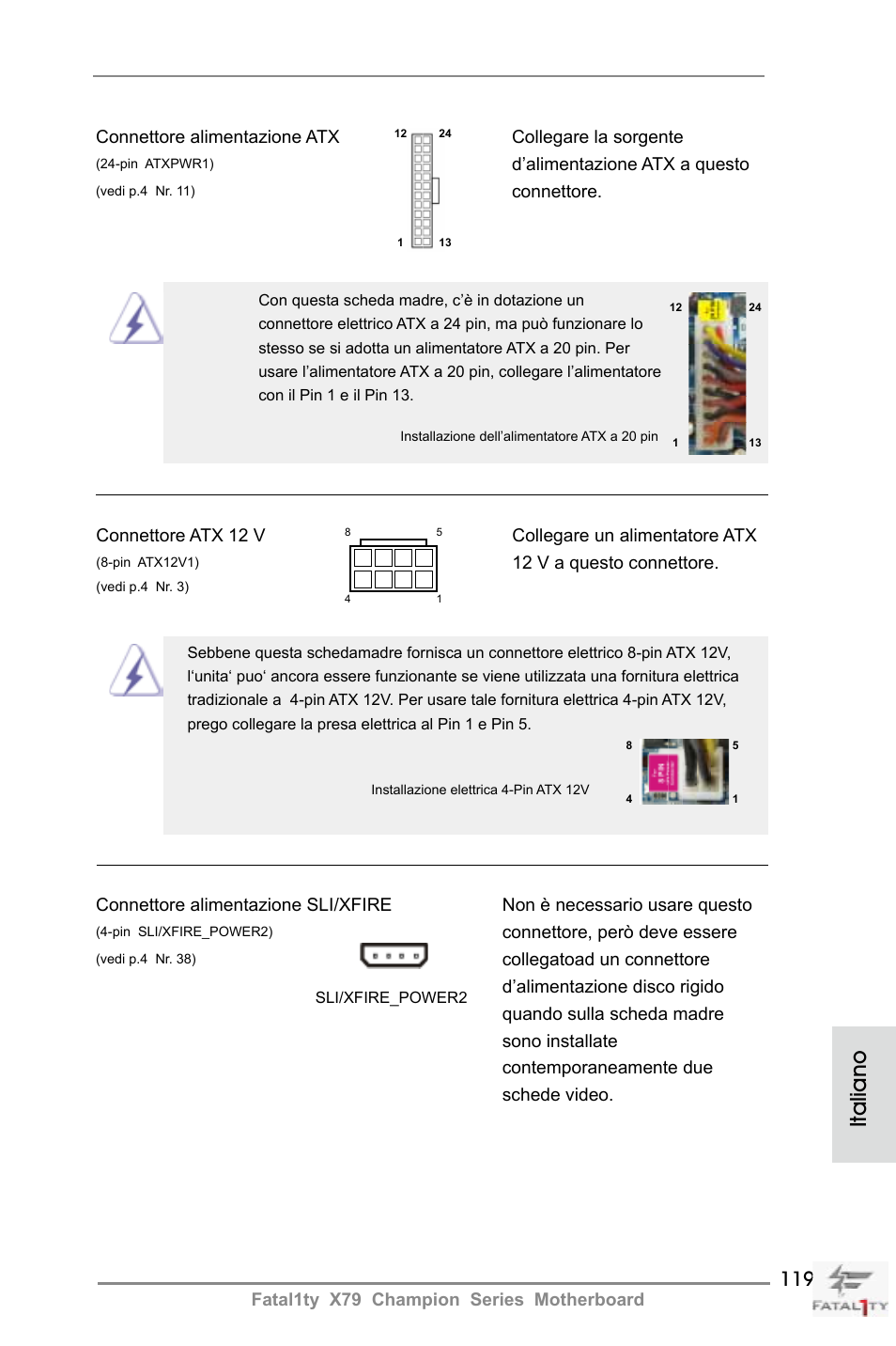 Italiano | ASRock Fatal1ty X79 Champion User Manual | Page 119 / 265