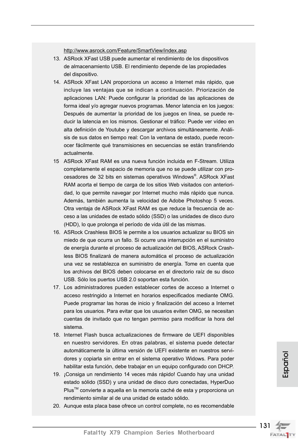 Español | ASRock Fatal1ty X79 Champion User Manual | Page 131 / 265
