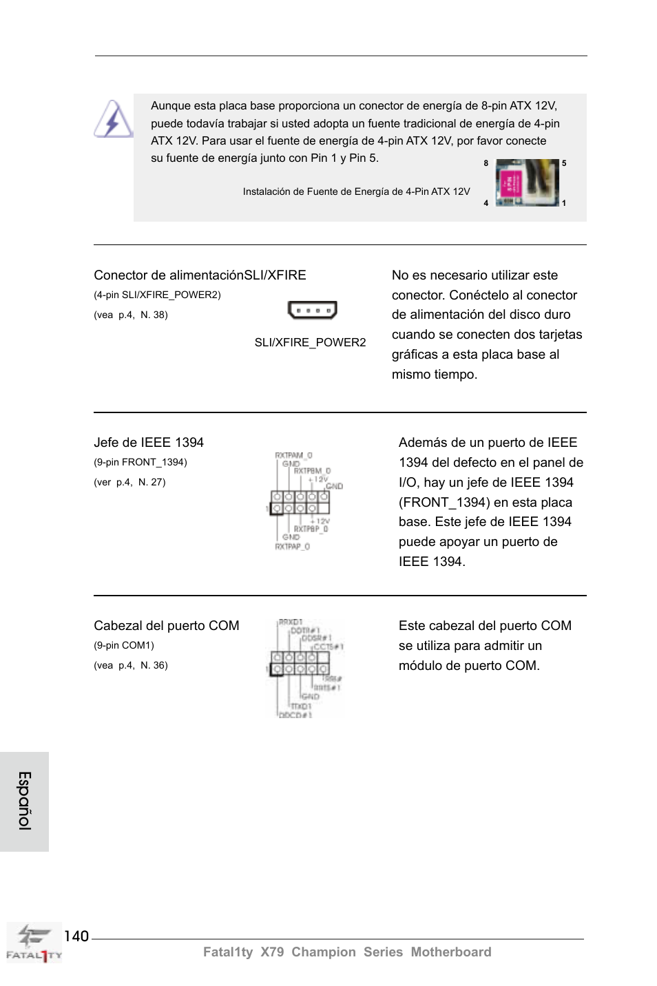 Español | ASRock Fatal1ty X79 Champion User Manual | Page 140 / 265