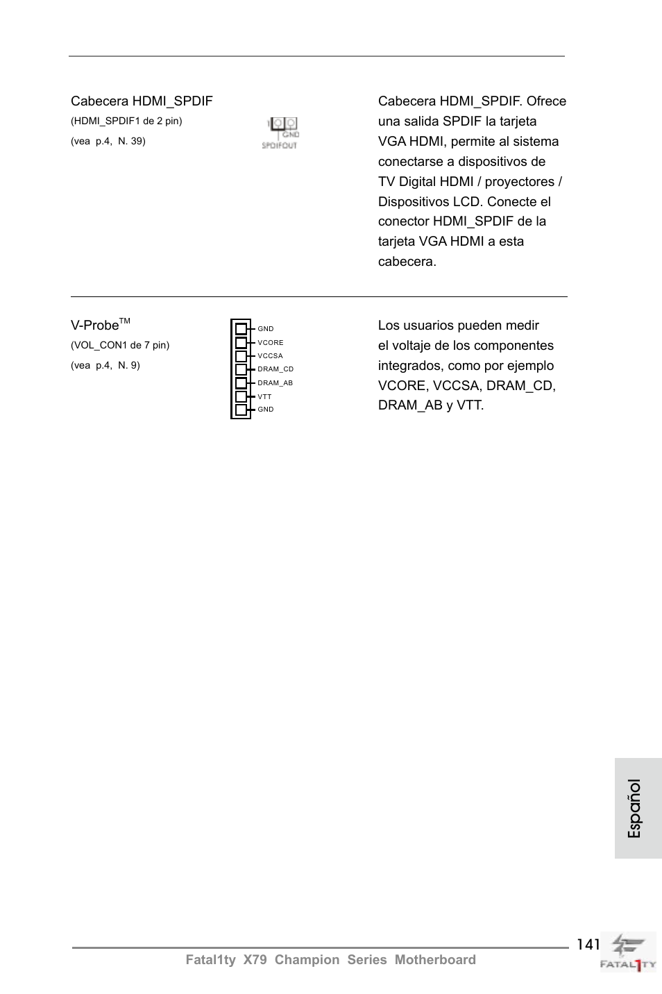 Español | ASRock Fatal1ty X79 Champion User Manual | Page 141 / 265