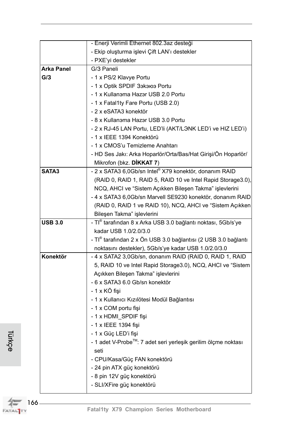 Türkçe | ASRock Fatal1ty X79 Champion User Manual | Page 166 / 265