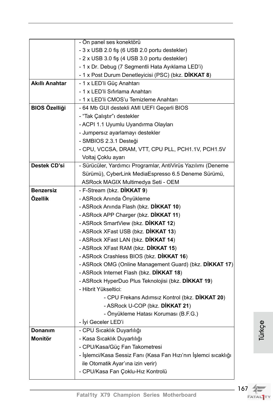 Türkçe | ASRock Fatal1ty X79 Champion User Manual | Page 167 / 265
