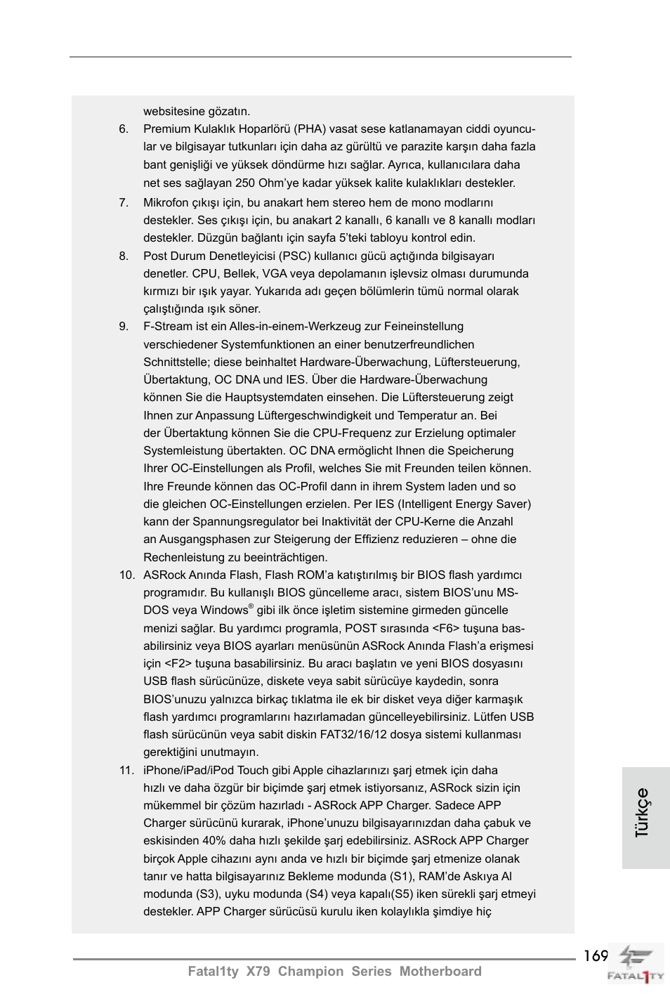 Türkçe | ASRock Fatal1ty X79 Champion User Manual | Page 169 / 265