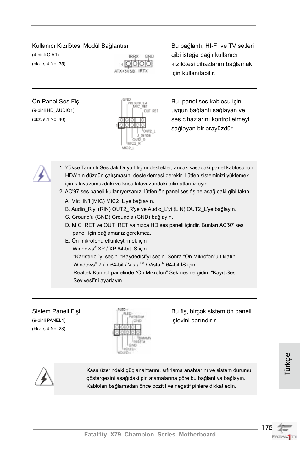 Türkçe | ASRock Fatal1ty X79 Champion User Manual | Page 175 / 265