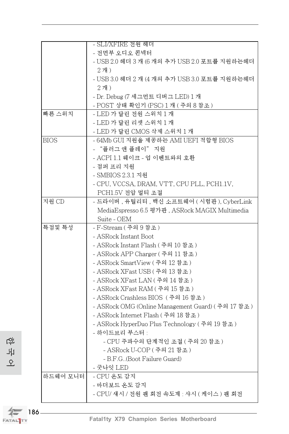 한 국 어 | ASRock Fatal1ty X79 Champion User Manual | Page 186 / 265